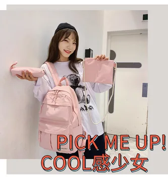 

New Nylon women Backpack Book Bag 3pcs/set Schoolbag School Bag Travel Pack cute shoulder bag