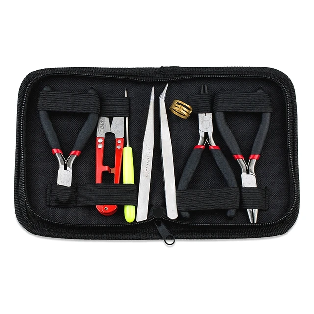 8PCS Stainless Jewelry making Tools Set with Plier ,Round Nose  Plier,Scissor tweezers Beading Tool Kit