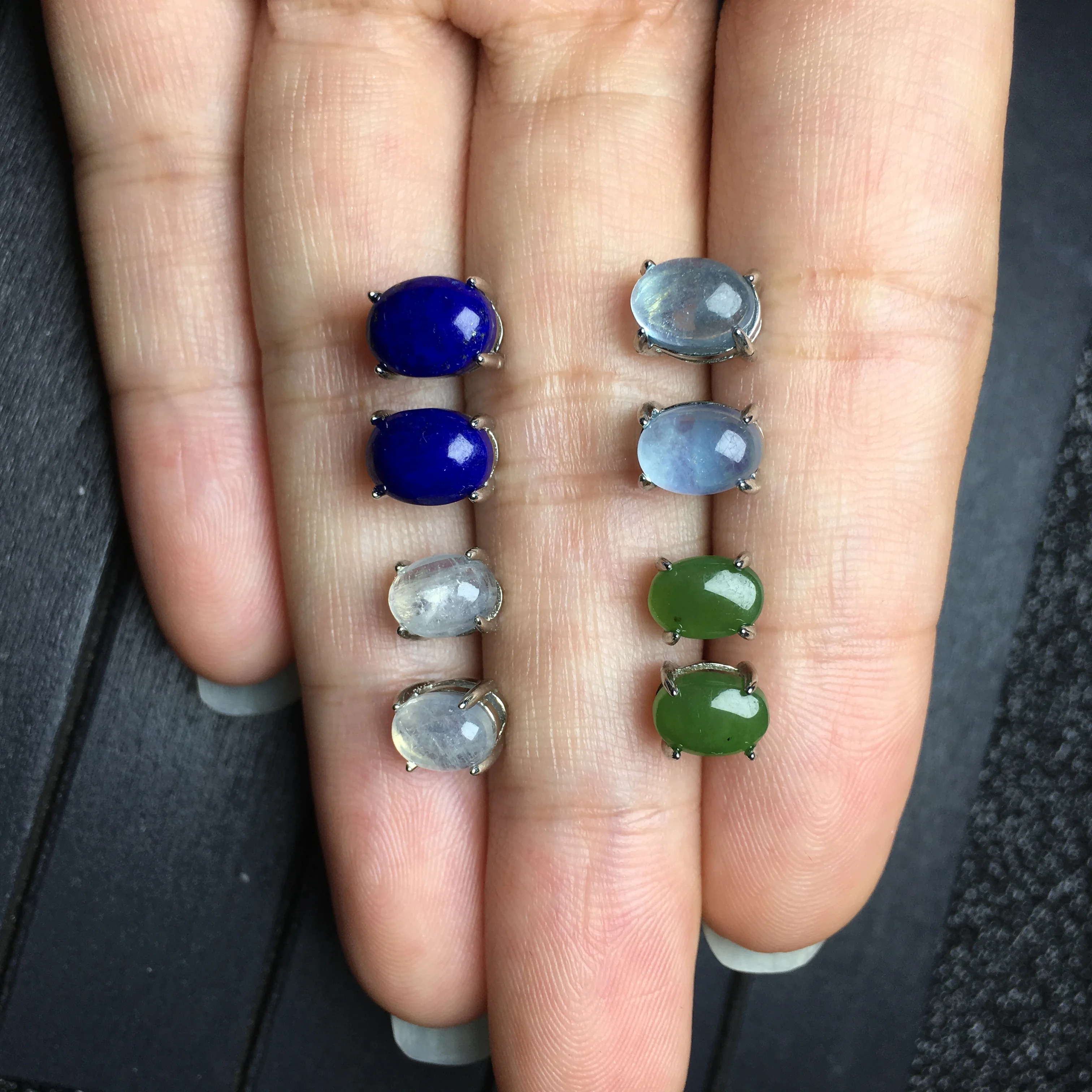 

Factory Price Gemstone Oval Cut Stud Earrings Combo Gift Set 925 Sterling Silver Earring Fashion Wedding Jewelry for Women girls