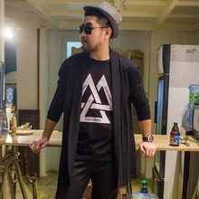  XL Big Size Mens pure fat slim windbreaker tide long sleeved knit cardigan collar men jacket Open stitch cotton casual Trench 