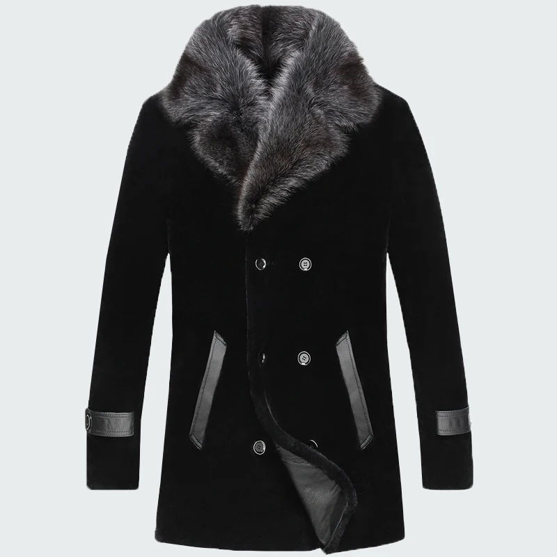 2018 Directe Verkoop Verkoop Palto Grote Maat Winter Schapen Scheren Bovenkleding Mannen Een stuk Jas Lange Nerts Kraag Wol jas No454 2018 Directe Verkoop Verkoop Palto Grote Maat Winter Schapen Scheren Bovenkleding Mannen Een stuk Jas Lange Nerts Kraag Wol jas No454