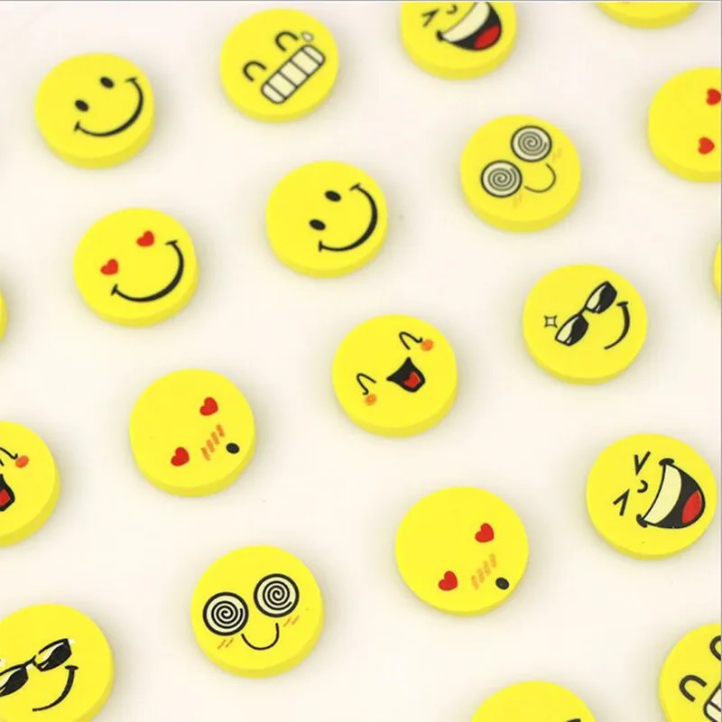 

120pcs/lot Cute Smile Eraser funny face Rubber Eraser Creative Kawaii Stationery School Supplies Papelaria Gift For Kids