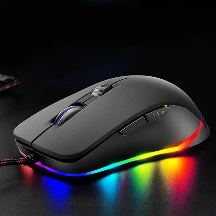 Эргономичный цветной светодиодный игровой мышь с регулируемым черным USB dpi