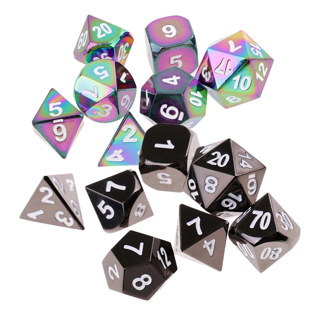 

14x Alloy Polyhedral Dices D4-D20 Digital for Dungeons and Dragons Roleplay