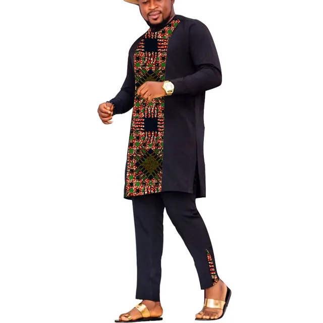 Kunle Long Sleeve Dashiki and Print Outfit