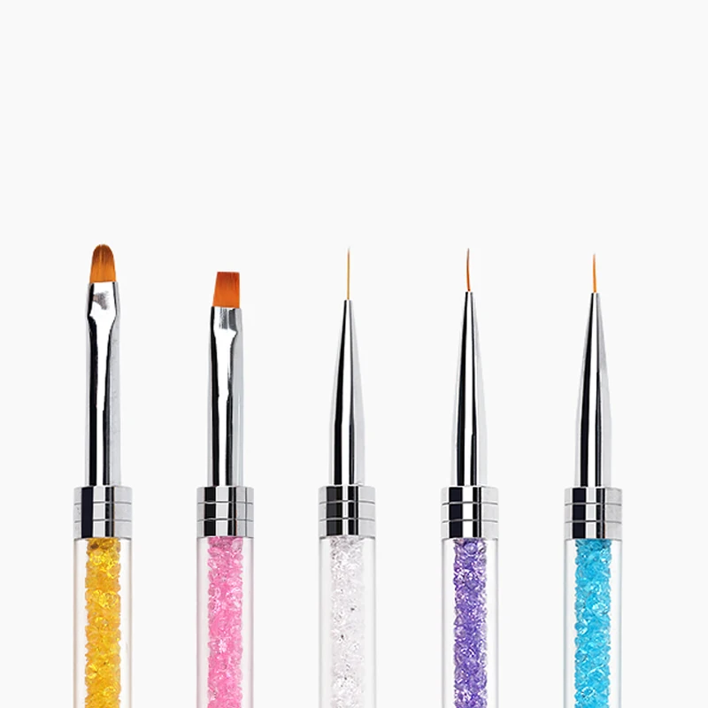 

1pcs Women Double End Nail Art Brush Pen Rhinestones Handle Acrylic Brush Head Silicone Stamper UV Gel Design Manicure Tools