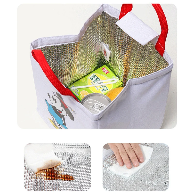 Disney Mickey Minnie Lunch Box Carry Bag Donald Duck Anime Printing Canvas Bag Student Cartoon Food Makeup Picnic lunch bag