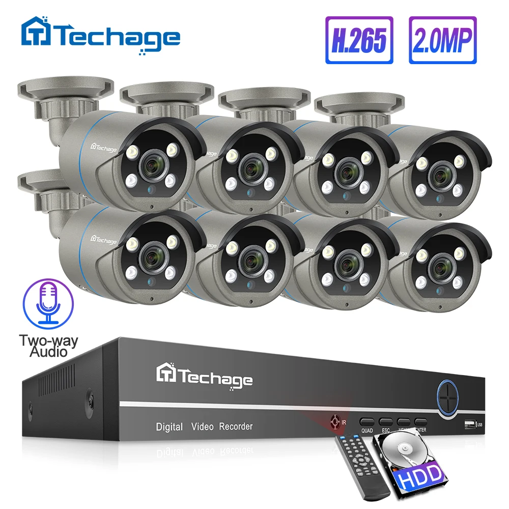 

Techage 8CH 1080P POE NVR CCTV System Audio Record 2.0MP 3000TVL IP Camera P2P Waterproof Indoor Outdoor Video Surveillance Kit