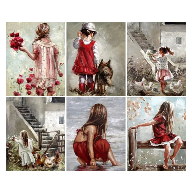 HOMFUN-Diamond-Embroidery-DIY-Diamond-Painting-Cross-Stitch-Kit-Flower-girl-red-dress-5D-Needlework-Diamond