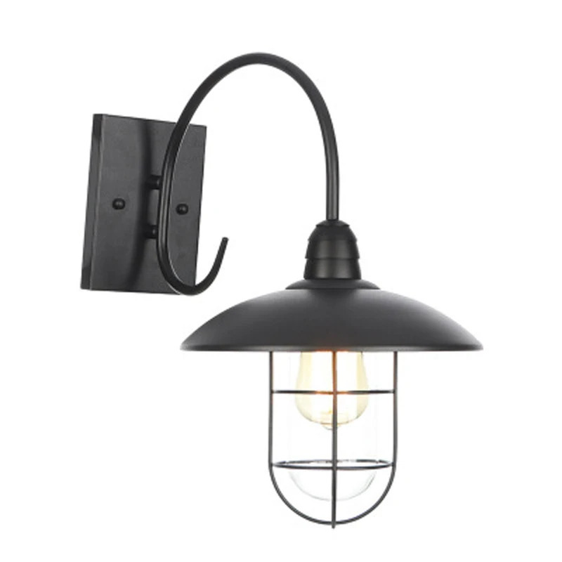 Vusum AC 110 v-240 v крытый и открытый ретро водонепроницаемый настенный светильник E27 светодиодный лампы черного цвета в стиле ретро, металлический декор, свет фойе спальни Ресторан