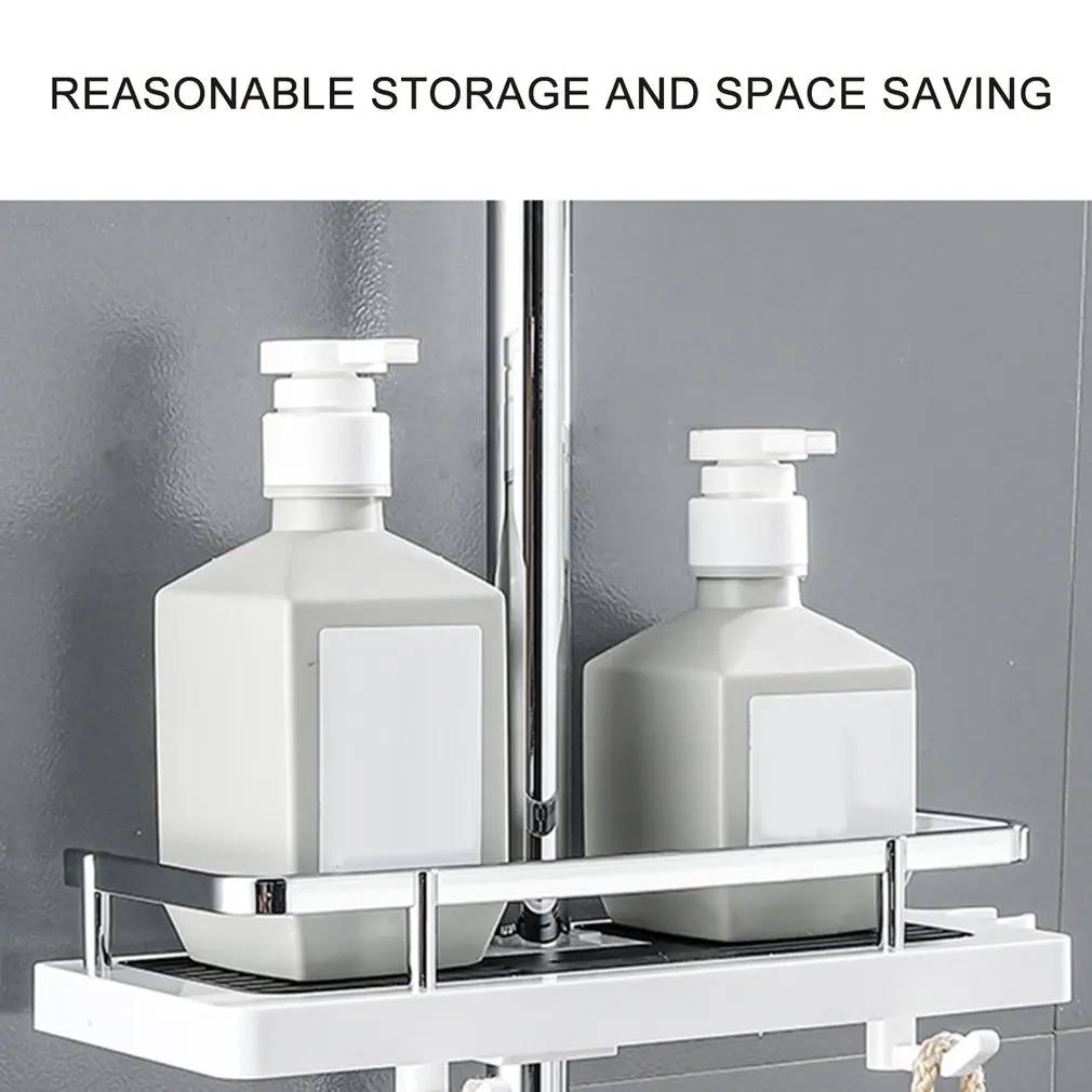 Single Layer Shower Shelf Bathroom Storage Shelf Shampoo Tray Free Drilling Lifting Shower Head Bar