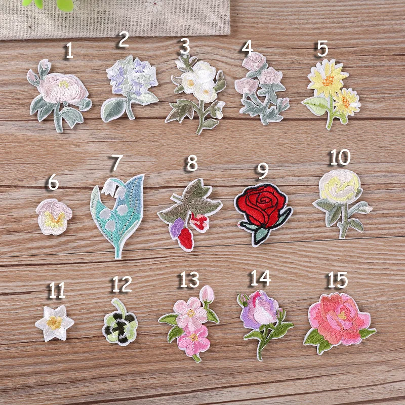 

50pcs/lot Small Flower Floral Embroidery Patch Jacket Jean Backpack Clothing Decoration Accessories Iron Heat Transfer Applique