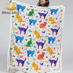 Blesslive милые кошки одеяло на искусственном меху акварельное искусство мультфильм постельные принадлежности для детей на заказ одеяло
