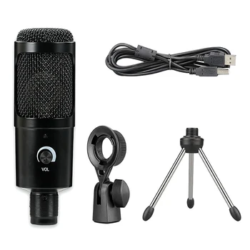 

Volume Control PC KTV With Tripod For Computer Metal Karaoke Voice Chat Studio Recording USB Microphone Cardioid Condenser