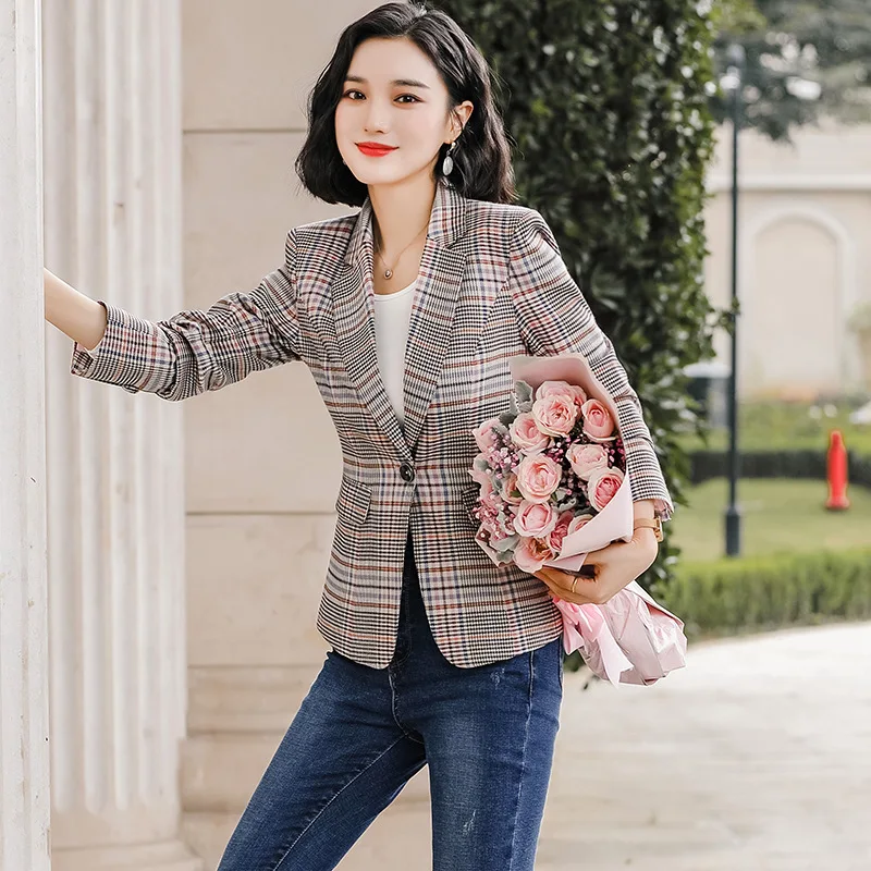 

Network hong yang Gas Small Suit Coat Women's 2019 New Style Korean-style Slim Fit Elegant Casual Plaid Suit WOMEN'S Top