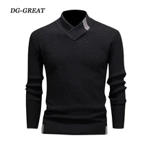 Толстый шерстяной свитер, мужские свитера с v-образным вырезом, облегающий пуловер, мужской классический шерстяной вязаный свитер, зимний теплый мужской свитер
