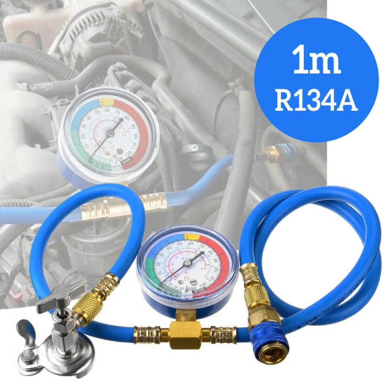Refrigerant Charging Hose With Pressure Gauge R134a Air Conditioner