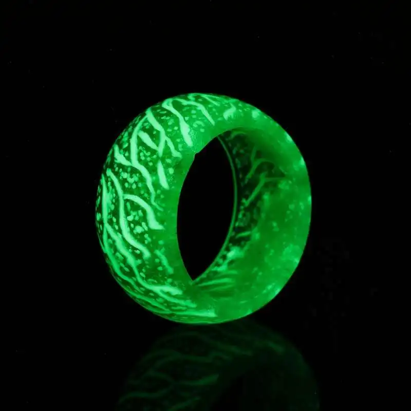 Модное светящееся кольцо из смолы голубое розовое свечение инкрустация зеленый фон для мужчин и женщин флуоресцентные светящиеся кольца, ювелирные подарки - Цвет основного камня: Green