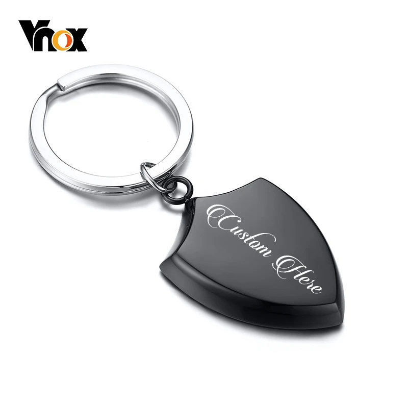 

Vnox Custom Personalize Engrave Vintage Shield Key Chains for Men Stainless Steel Male Daily Use Jewelry