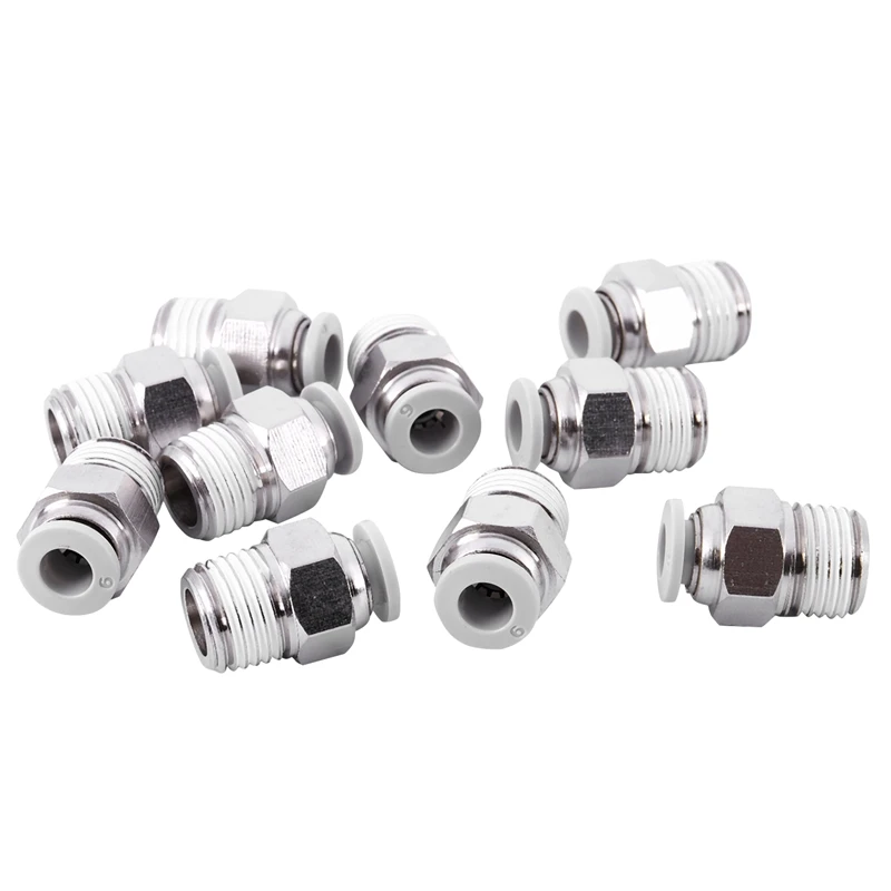 

10 Pcs 1/4 inchNPT Male Thread 6mm Tube Push in to Connect Quick Fittings