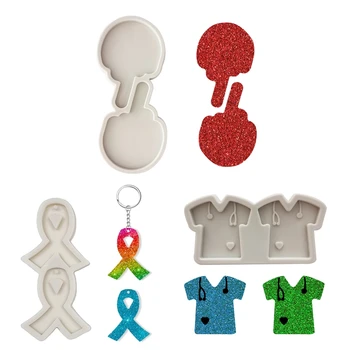 

DIY Shiny Keychain Pendant Casting Silicone Mould Craft Crystal Epoxy Resin Mold New