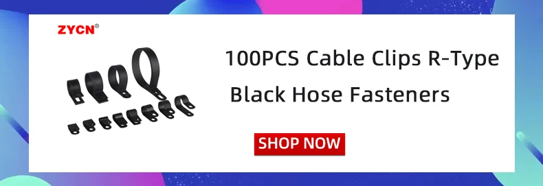 100PCS Cable Clips R-Type Nylon Clamp Plastic White Hose Fasteners Durable Mount Fix Hardware Electrical Fitting Wire Management