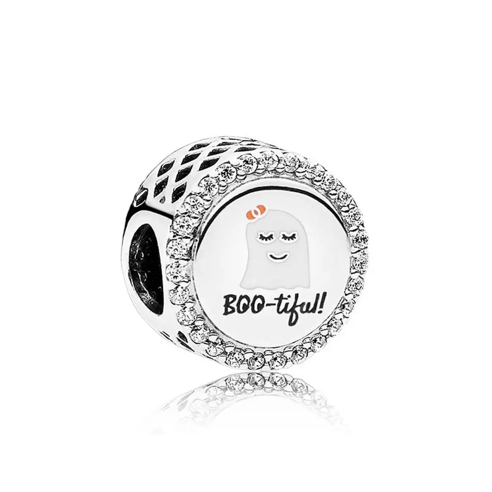 PDB ZZ 21 популярный 925 Серебряный Хэллоуин Тыква трюк или лечения Очаровательные бусы оптом женские ювелирные изделия - Цвет: ENG792016CZ