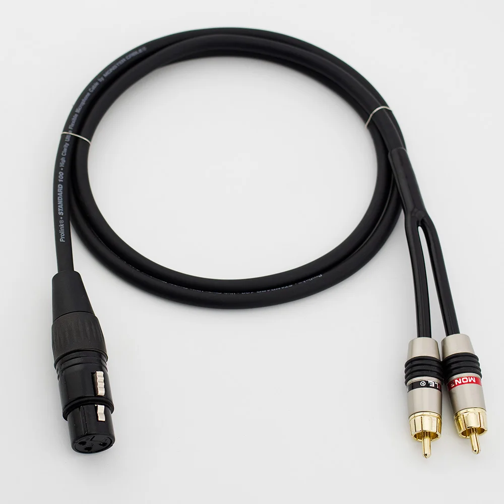Premium XLR to Dual RCA Audio Cable - High-Fidelity Amplifier Mixing Cable