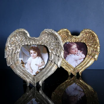 

Angel Wings Resin 6 Inch Photo Frame Vintage Golden Silver Home Decorations Nordic Classical Picture Frame