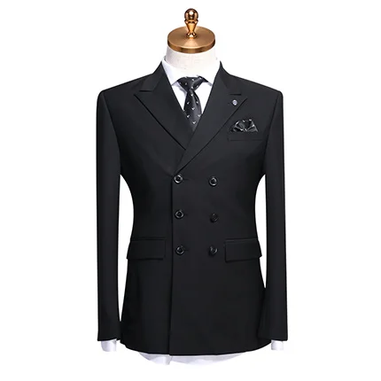 blazer vest pant Мужской костюм, черный двубортный мужской костюм со штанами, жилет для свадьбы, комплект из 3 предметов, осенняя тонкая приталенная деловая одежда - Цвет: blazer vest pant