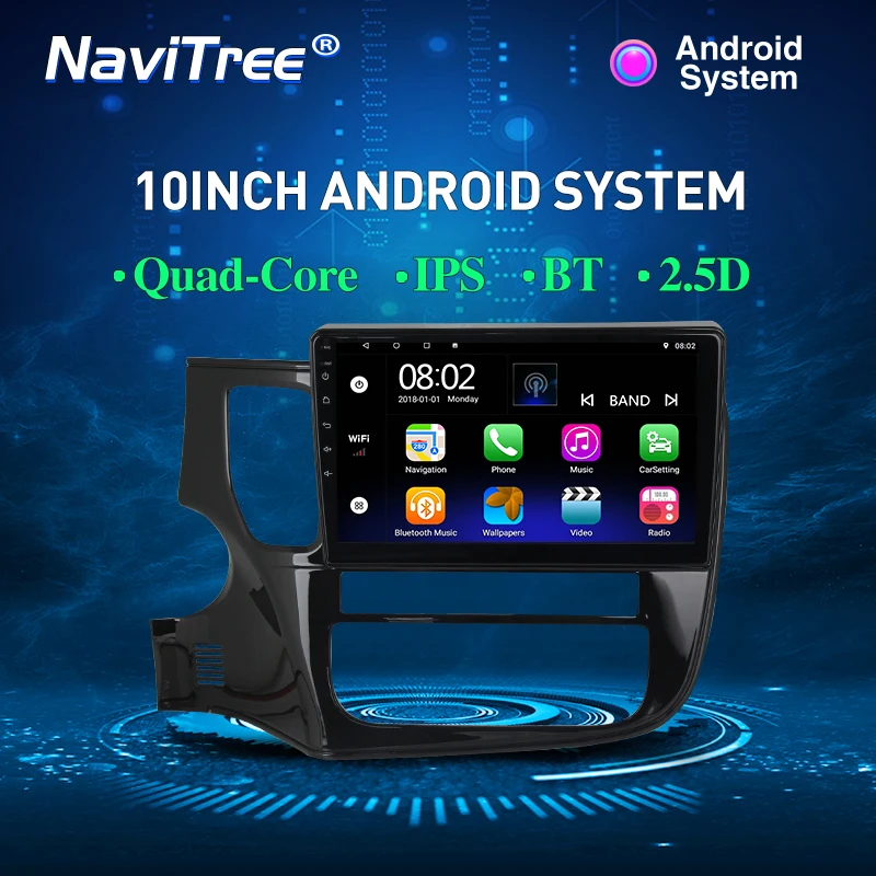 DVD NaviTree 9 дюймов ips 2.5D Android 9,0 автомобильный радио мультимедиа для Mitsubishi OUTLANDER- gps навигация SWC wifi bluetooth - Цвет: DVD