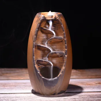 

Economical Mountain Rivers Handicraft Incense Holder Backflow Ceramic Censer for Home Office ds99