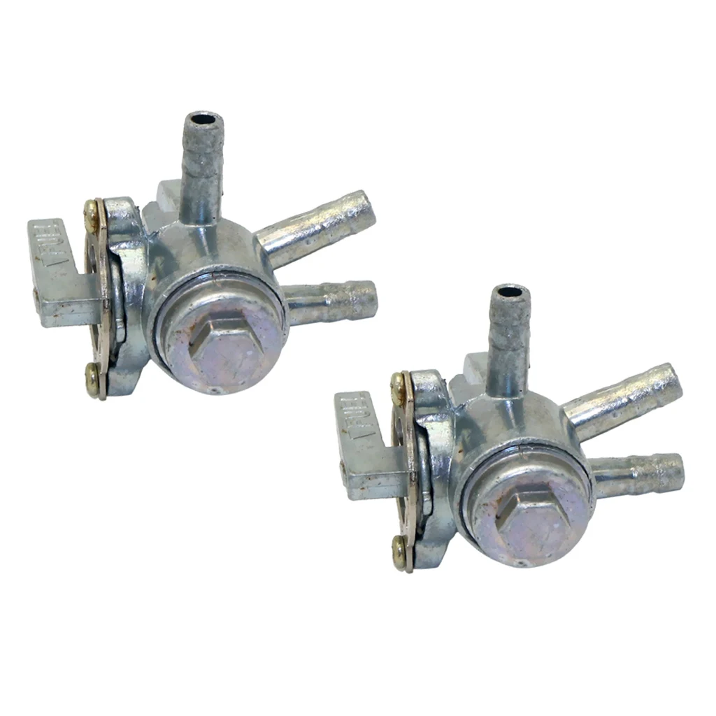 2x Gas Tank Fuel Petcock Switch Shut Off Valve 3 Port for 50cc 70cc 90cc 100cc 110cc ATV Quad Pocket Dirt Bike - Silver