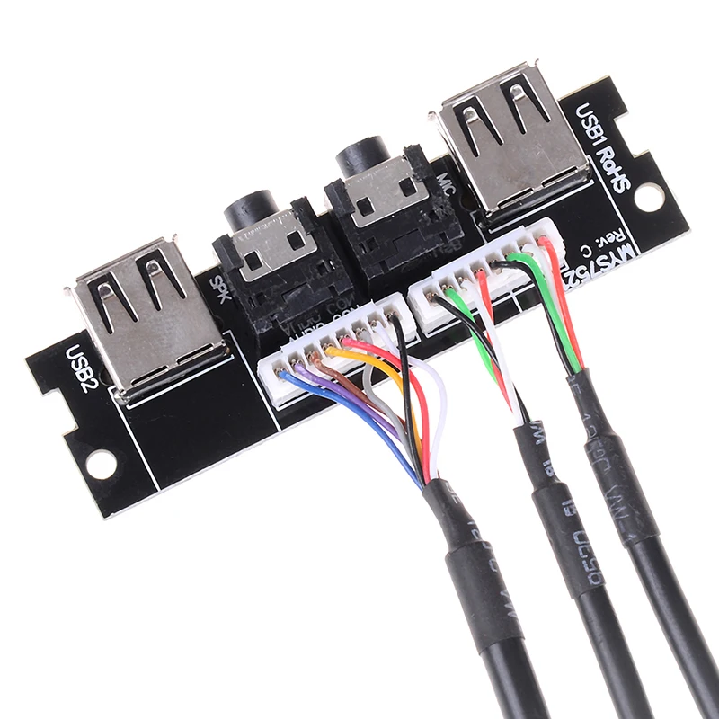 Cable de Audio para PC, funda de ordenador, Panel frontal de PCB, puerto de Audio USB 2,0, micrófono, Cable de conexión de placa base