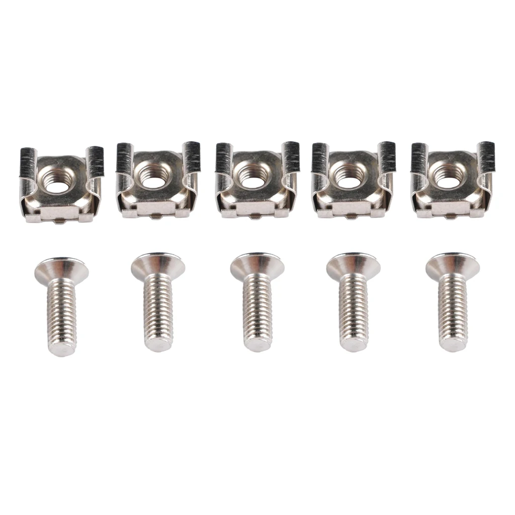 5 Pack Lot - M5*20 Rack Mount Cage Nuts & Screws w/ Washers - Square Clips