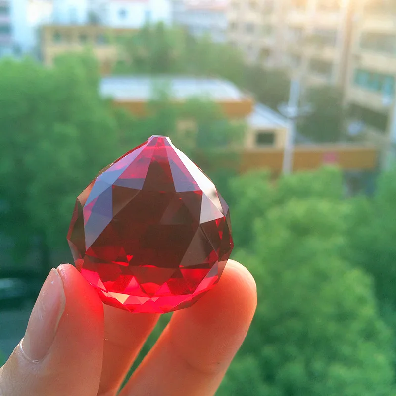 Red K9 хрустальные подвески для люстры(свободное кольцо) многоцветная резка и граненое стекло 30 мм Хрустальное стекло фэншуй-шарик для рождественской елки - Цвет: Red