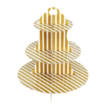 

3-Tier Round Cardboard Cupcake Stand Pastry Serving Platter Party Dessert Tower