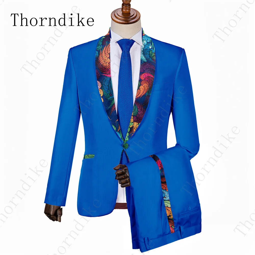 Thorndike(пиджак+ брюки+ подарочный галстук) Свадебный костюм для жениха, лучшие мужские смокинги, 2 предмета, мужской желтый костюм Traje Hombre для выпускного