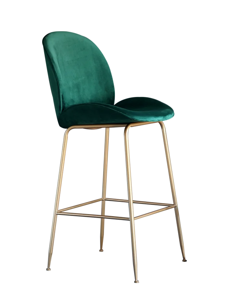 

Nordic Backrest Bar Chair Iron Bar Chair Leisure Home High Stools Tea Shop Bar Stools for Sale Gold Metal Chair