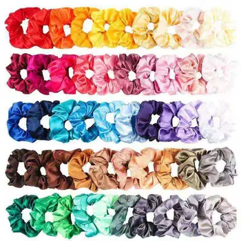 

40pcs/50pcs Women Girls stain Hair Scrunchie Set Elastic Colorful Hair Band Tie Ponytail Holder Headband Headwear Accessories