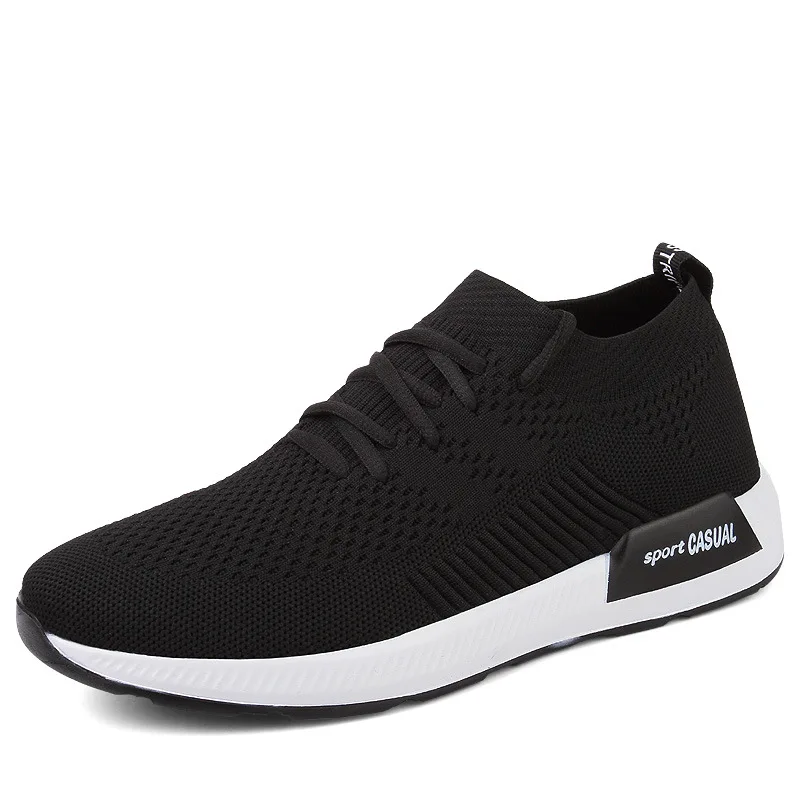

2018 Summer New Style Black And White with Pattern Fashion Versatile Casual Sports Shoes Men's Korean-style Breathable Fly-kit M
