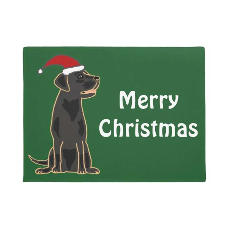 

Personality Fun Black Labrador Dog Christmas Doormat Inside Soft Indoor Non Slip Floor Rug for Kitchen Bathroom Rug Washable Ab