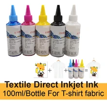 Tinta direta uv da impressão lisa da tinta do jato de tinta da matéria têxtil de epson xp600 tx800 dx5 dx7 tinta direta do jato de tinta do pigmento da matéria têxtil 100ml