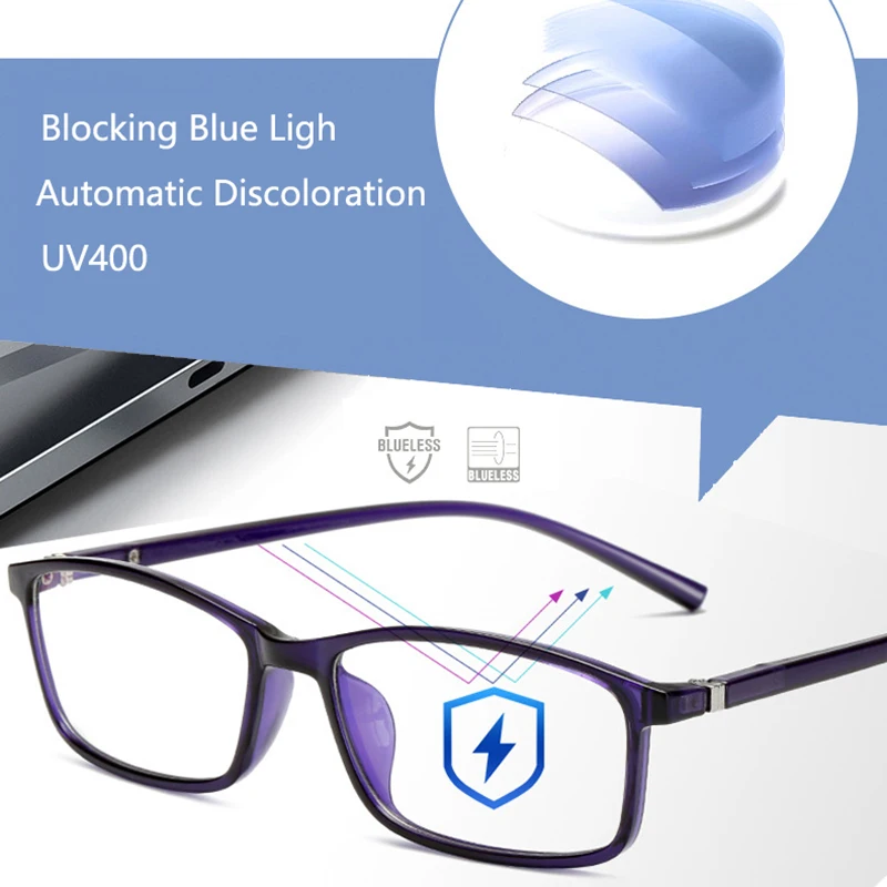 Голубой светофильтр компьютерные очки TR90 для блокирования УФ анти глаз глазного напряжения переход фотохромные игровые очки для женщин и мужчин