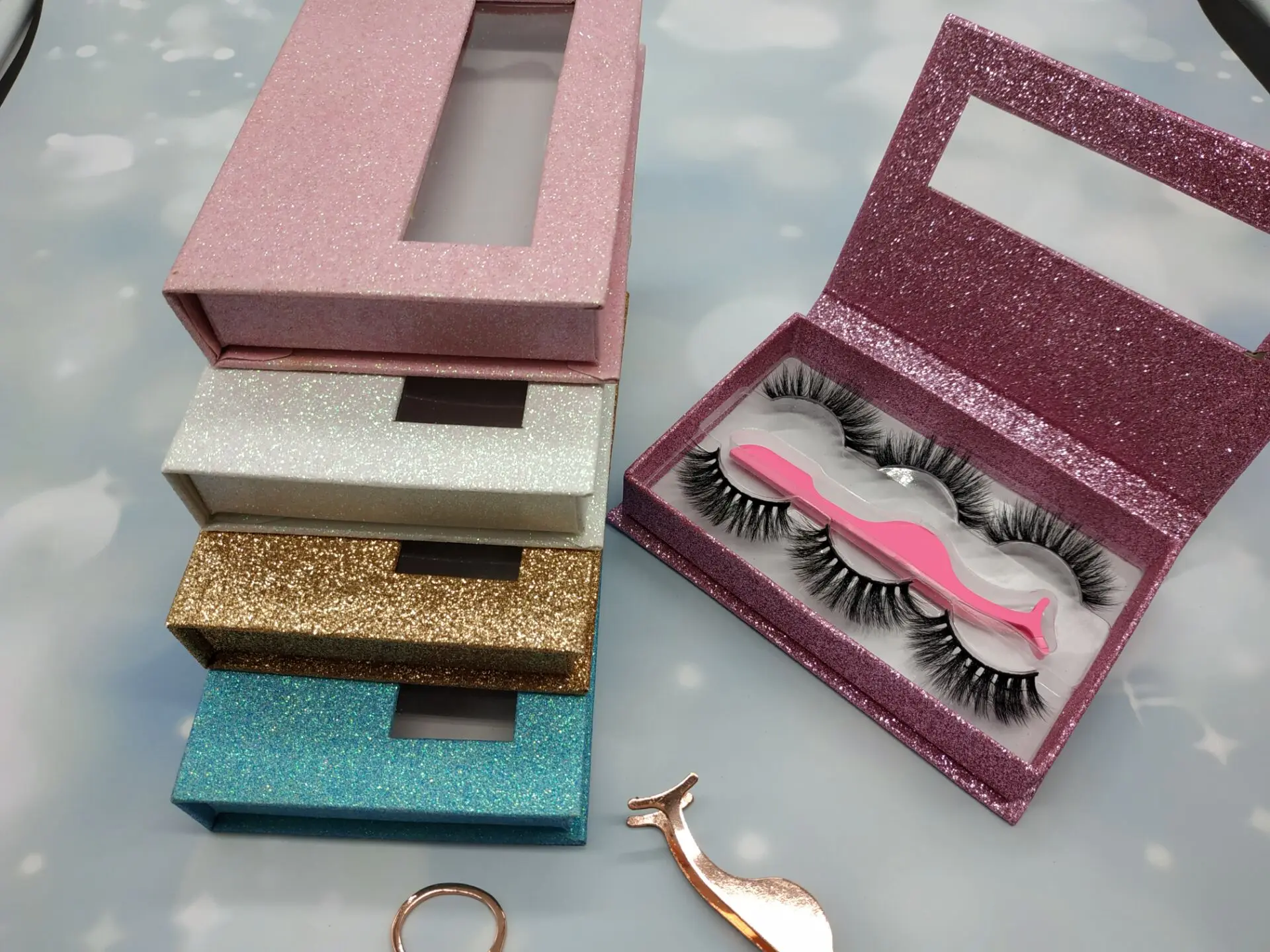 

HEXUAN Faux Mink Lashes Fluffy Dramatic Lashes Handmade Reusable Lashes Dramatic Volume Fake Lashes with Lashes Tweezers Makeup