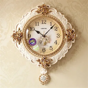 

Pastoral Fashion Quartz Clock European Style Wall Clock Home Decor Creative Living Room Bedroom Personality Mute Wall Clock