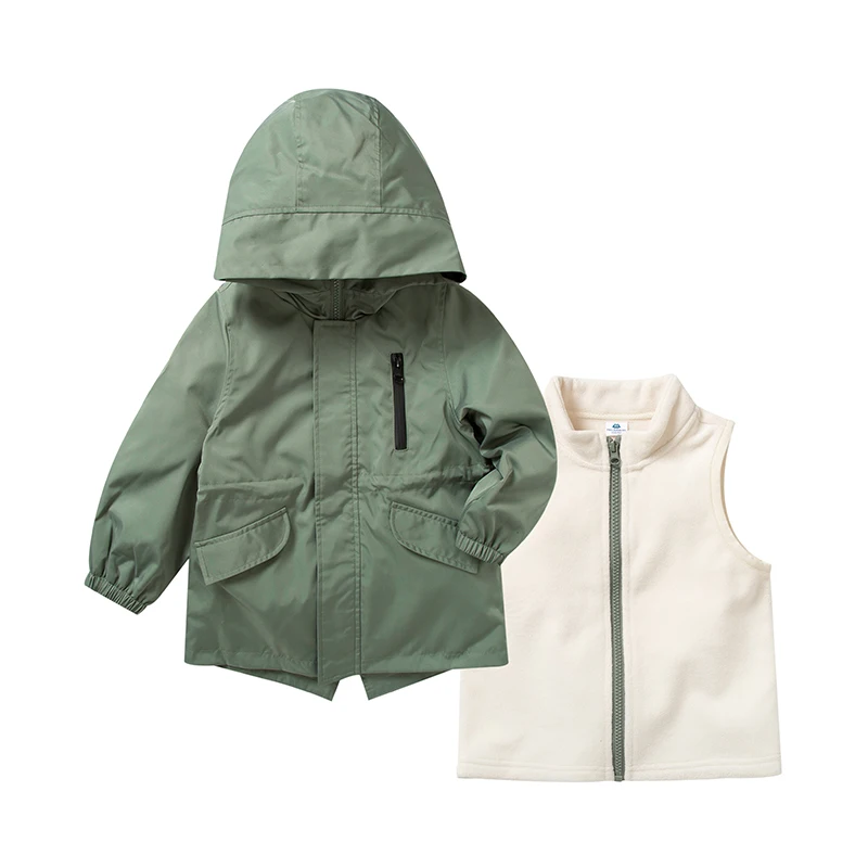 Minibalabala/Детская длинная куртка для мальчиков; комплект из двух предметов; Новинка года; Осенняя повседневная одежда для мальчиков; ветровка - Цвет: green