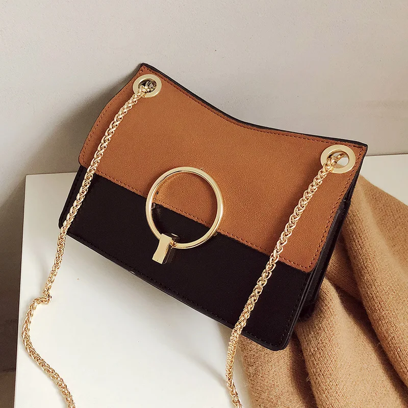 

Korean-style Circular Ring Bag Women's 2018 New Style Fashion Metal Lock Catch One-Shoulder Oblique Bag Versitile Fashion Chain