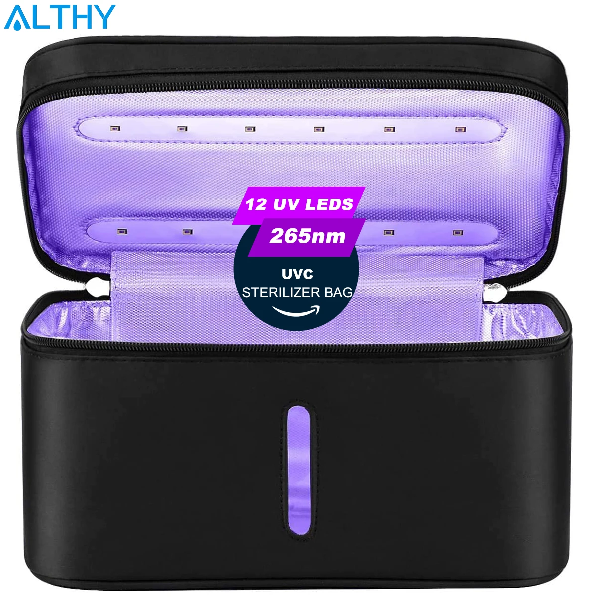 ALTHY 265nm LED UV Sterilizer Bag Cleaner Box USB Rechargeable UVC light lamp Disinfection for Phone Bottle Jewelry Tool etc.