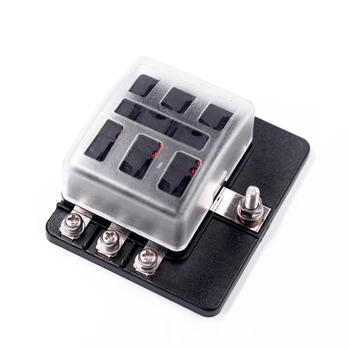 

JOYHO 6-Way Fuse Block Box with LED Light - 6 Circuit, DC12V-32 ATC/ATO,70 pcs Stick Label, For Marine Auto